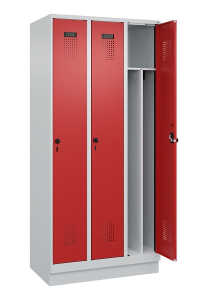 C+P Spind Evolo PLUS, mit Sockel, 3 Abteile, 1950x900x500mm, 7035/3000, Verschluss Drehriegel, 049020-30F S10003