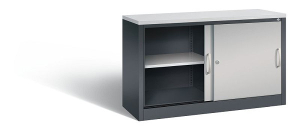 C+P Sideboard mit Schiebetüren Acurado, H720xB1200xT400mm, Farbe: Schwarzgrau / Weißaluminium, Bügelgriff, 2 OH, 5723-00 S10440