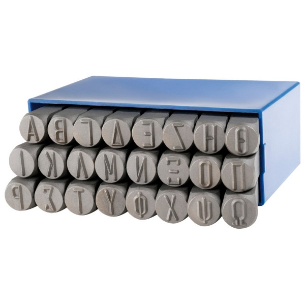 Dönges Handschlagstempelsatz griechisch rund, 24-teilig, A-O, Schrifthöhe 10 mm, 130592