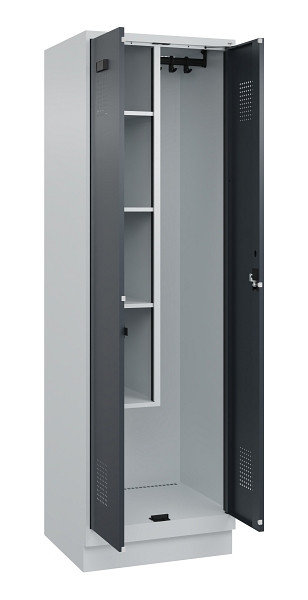 C+P Putzmittel-Spind Evolo PLUS, mit Sockel, 2 Abteile, 1950x600x500mm, 7035/701, Zylinderschloss, 049120-00 S10039