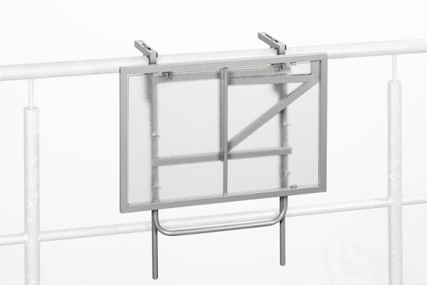 Merxx Balkonhängetisch 60 x 40 cm, silbernes Gestell / matte Glasplatte, Stahlgestell, 26912-219