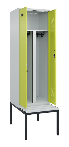C+P PSA Doppel-Spind Evolo PLUS, Bank, 2 Abteile, 2120x600x815mm, 7035/0024, Zylinderschloss, Sitzfläche Kunststoff, Sitzbank, 0490527-20P S10096