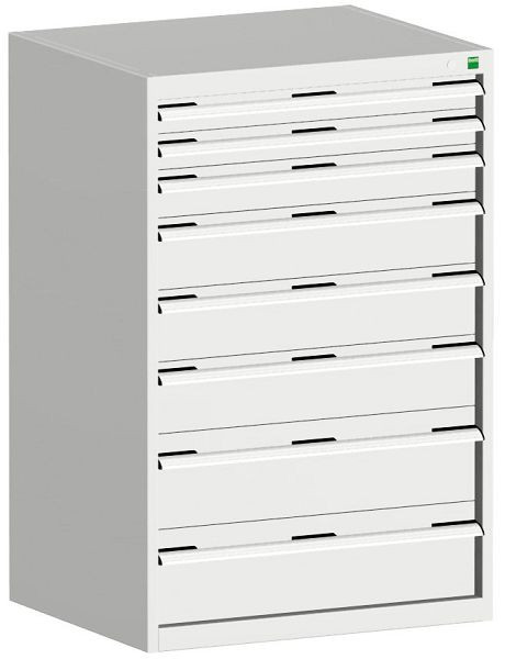 bott cubio Schubladenschrank bestückt mit 8 Schubladen BxTxH: 800 x 650 x 1200 mm, RAL 7035, 40020061.16V