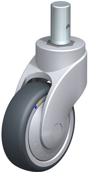 Blickle LWGXE-TPA 101XK-ELS-FK-ZAX55 Kunststoff-Lenkrolle WAVE, rostfrei, mit Zapfen, Thermoplastisches Gummi-Elastomer, Grau, 751785
