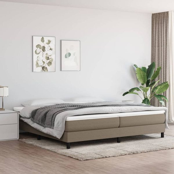 vidaXL Boxspringbett mit Matratze Taupe 200x200 cm Stoff, 3144105