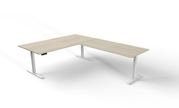Kerkmann Sitz-/Stehtisch B 2000 x T 1000 mm mit Anbauelement, elektrisch höhenverstellbar von 720-1200 mm, Move 3, Farbe: Ahorn, (Montage), 10384050-1