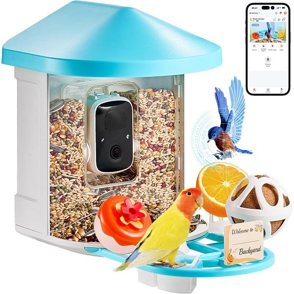 VEVOR Vogelfutterhaus Kamera Vogelfutterstation Futterspender 1xSolarmodule Blau, DSXTDWNQWZ1KVIYTVY3