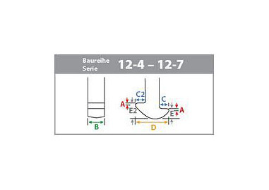 KUKKO 1 Abzughaken (einzeln), A: 4 mm, B: 28 mm, C: 22 mm, D: 70 mm, E: 20 mm, C2: 21 mm, E2: 30 mm, 12-7-350-E