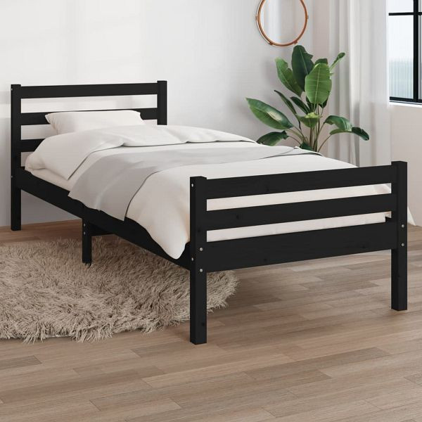 vidaXL Massivholzbett Schwarz 100x200 cm, Material des Bettgestells: Massives Kiefernholz, 814813