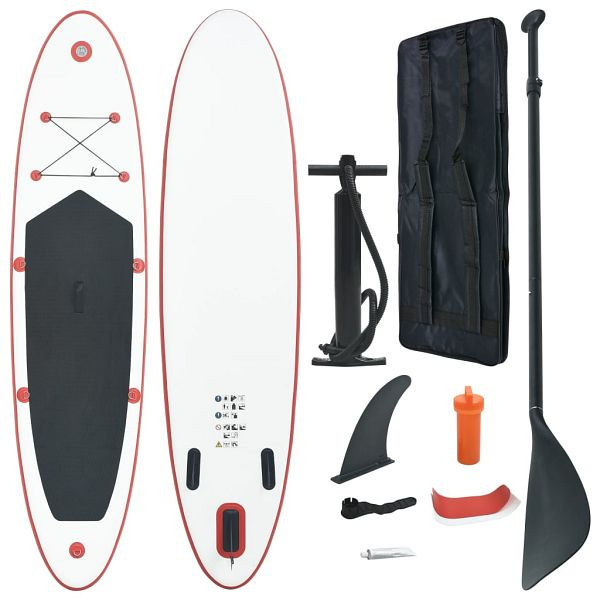vidaXL Stand Up Paddle Surfboard SUP Aufblasbar Rot und Weiß, 92203
