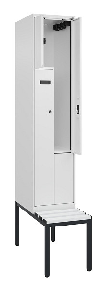 C+P Z-Spind Evolo PLUS, Bank, 2 Fächer, 2120x400x815mm, 9016/9016, Zylinderschloss, Sitzfläche Kunststoff, Sitzbank, 0490537-122 S10101