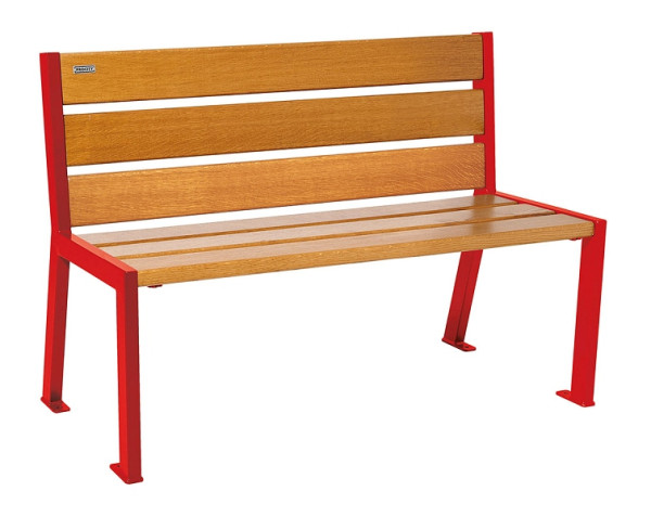 Procity Sitzbank Silaos 6 Holzlatten, 1200 mm, Ohne Armlehne, Holz & Stahl, helle Eiche/RAL 3020, 209601.3020.CHEC