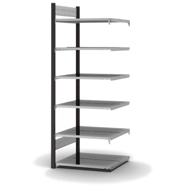 hofe Anbauregal, zerlegt, 6 Böden 2000 x 600 x 750 mm, verzinkt Stützprofile - anthrazitgrau/RAL 7016, HAA20607DA