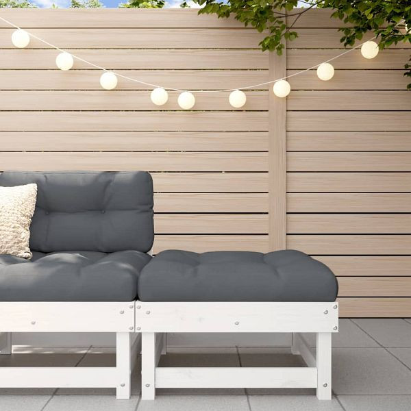 vidaXL Gartenhocker mit Kissen Weiß Massivholz Kiefer, 825437