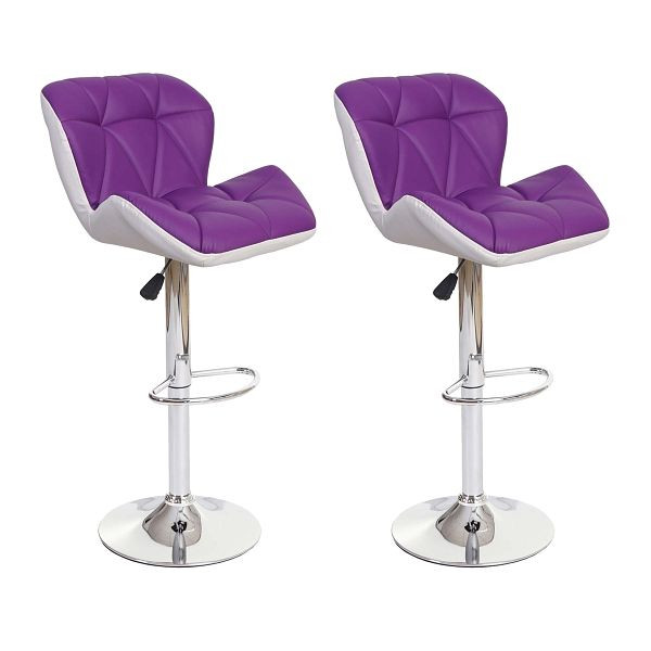 Mendler 2er-Set Barhocker HWC-A92, Barstuhl Tresenhocker, höhenverstellbar Kunstleder, lila, 74250