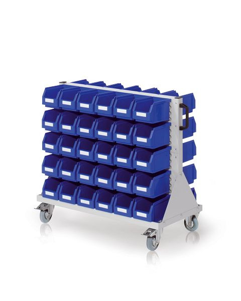 Kappes RasterMobil Rollwagen Größe 2 RAL 7035, H890 x B1000 x T500 mm, Modell 63, Inklusiv Lagersichtkasten 60 x Größe 6, 7020.03.0913