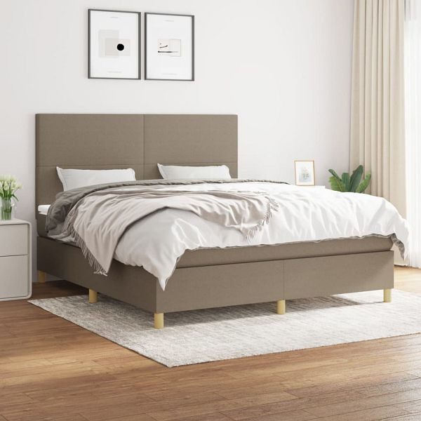 vidaXL Boxspringbett mit Matratze Taupe 160x200 cm Stoff, 3142189