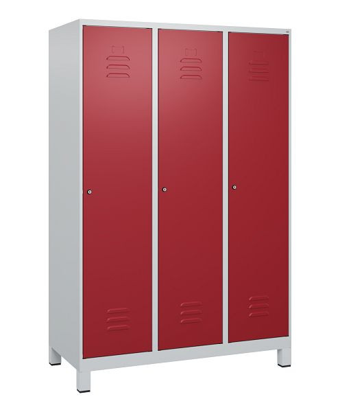 C+P Umkleidespind Classic PLUS, Füße, 3 Abteile, 1800x1200x500mm, 7035/3003, Zylinderschlösser, 0800107-32 S10016