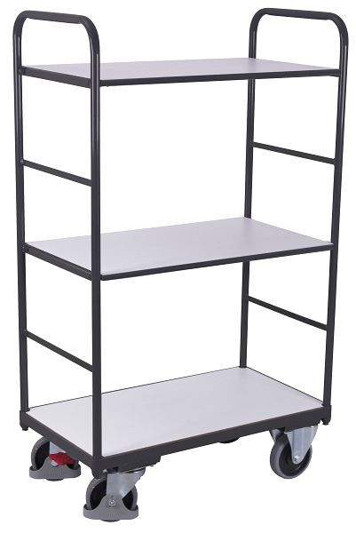 VARIOfit ESD Etagenwagen hoch, Außenmaße: 910 x 500 x 1.530 mm, RAL 7024 graphitgrau, Ladehöhen: 255 / 805 / 1.350 mm, sw-500.258
