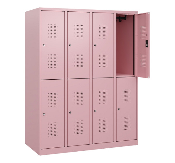C+P Doppelstöckiger Spind Evolo PLUS, 8 Fächer, 1530x1200x500mm, 3015/3015, Zylinderschloss, 0493005-40 S10074