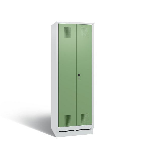 C+P Putzmittel-Spind Evolo, 2 Abteile, H1800xB610xT500 mm, Grau/Resedagrün, 48120-00 S10096