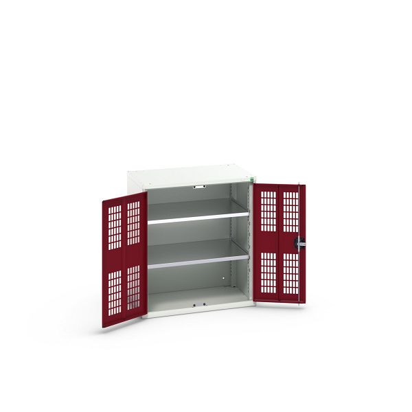 bott verso Flügeltürschrank mit Belüftung, mit 2 Fachböden, BxTxH: 800 x 550 x 900 mm, Lichtgrau / Purpurrot, 16926741.24