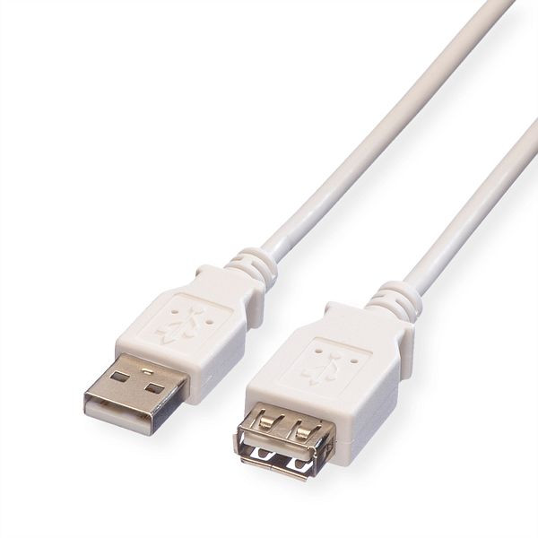 VALUE USB 2.0 Kabel, Typ A-A, ST/BU, weiß, 0,8 m, 11.99.8946