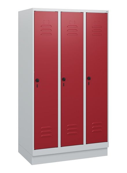 C+P Umkleidespind Classic PLUS, Sockel, 3 Abteile, 1630x900x500mm, 7035/3003, Drehriegel, 0800205-30 S10001