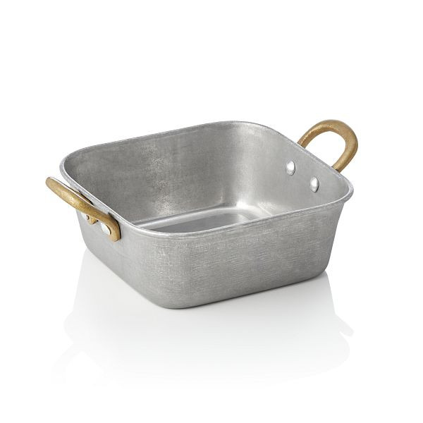 WAS Servierpfanne STEEL & STYLE VINTAGE, mit 2 Messinggriffen, 14 x 14 x 5 cm, 570 ml, Chromnickelstahl, 2044014