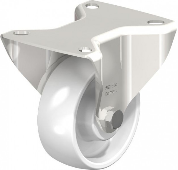 Blickle BX-PO 80XR Edelstahl-Bockrolle mit Anschraubplatte, Polyamid, Weiß, 606889