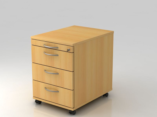 Hammerbacher Rollcontainer 58cm, 3 Schübe, Schloss Bogengriff Buche, 42,8x58x59 cm, 1/3/3/3 HE, VAC30/6/6/BM