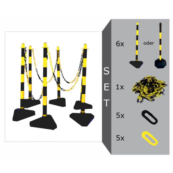 Stein HGS Kettenpfosten 6er-Set -Cloud-, Achteck-Fuß (Ø300mm), Fuß befüllbar, 4041kbsset