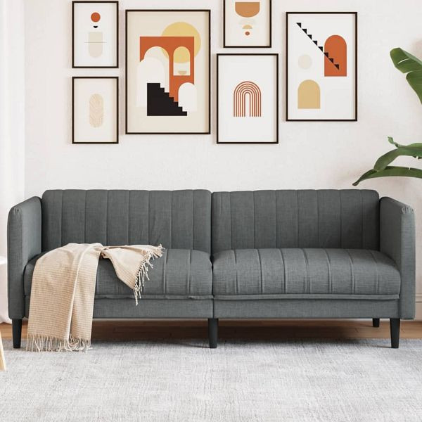vidaXL Sofa 3-Sitzer Dunkelgrau Stoff, Top-Qualität, 372614
