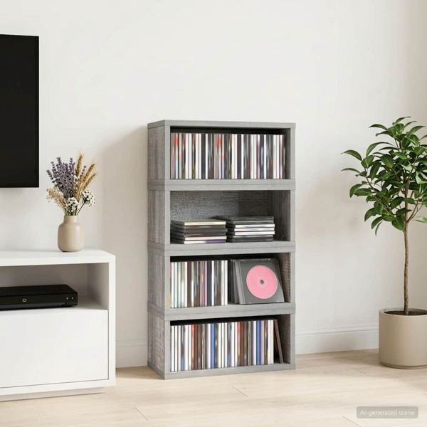 vidaXL CD Aufbewahrungsregal 4-teilig Sonoma-Grau 40 x 17 x 17 cm, 8012723