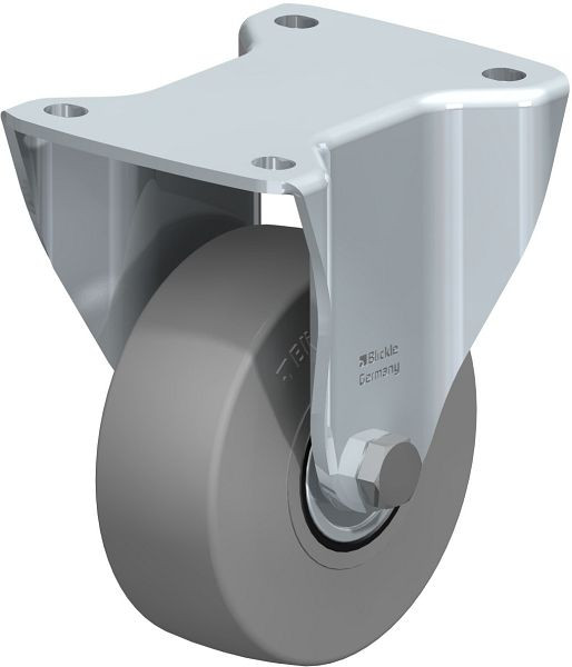 Blickle BH-SE 125K-SG Stahlblech-Bockrolle, Schwerlast-Ausführung, mit Anschraubplatte, Elastik-Vollgummi, Grau, 615567