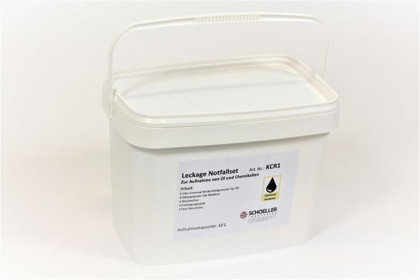 Schoeller Chemikalien-Notfallset,Tragbare Notfallbox mit Griff, gelb, Aufnahme 300 Liter, KCR1