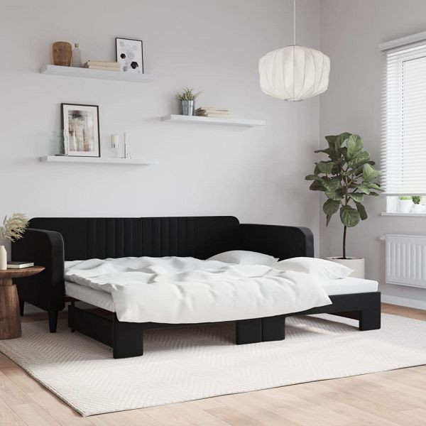vidaXL Tagesbett Ausziehbar Schwarz 100x200 cm Samt, 3197074