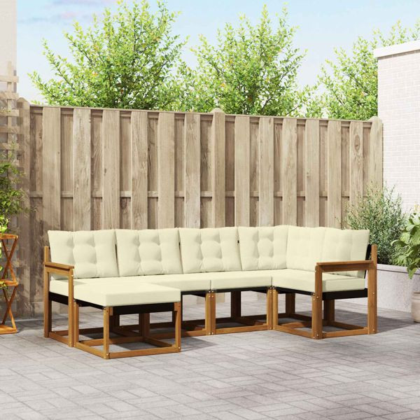 vidaXL Outdoor-Sofagarnitur mit Kissen 6-teilig Natur und Creme, 3368825