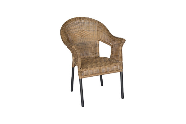 Merxx Ravenna Stapelsessel, 2er Set, graphit/natur, Aluminiumgestell mit Kunststoffgeflecht, 50395-211