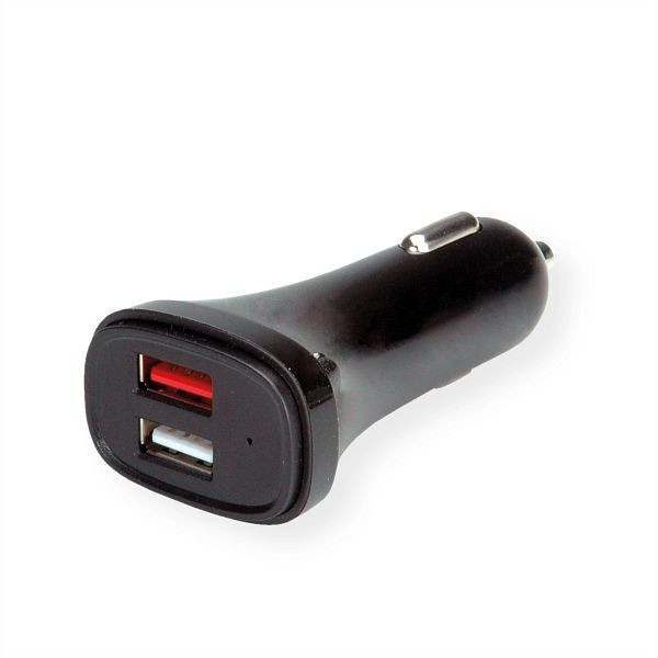 VALUE USB Charger mit KFZ-Stecker, 2-Port (1x QC3.0, 1x 5VDC 2.4A), 18W, 19.99.1039