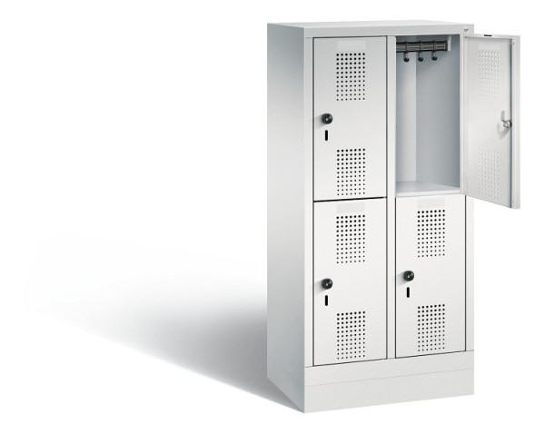 C+P Kindergarten-Spind doppelstöckig Evolo, H1300xB610xT300mm, Farbe: Lichtgrau, 483203-20 S10033