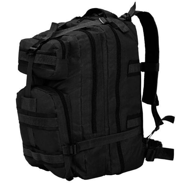 vidaXL Rucksack Armee-Stil 50 L Schwarz, 91384, 8718475582908