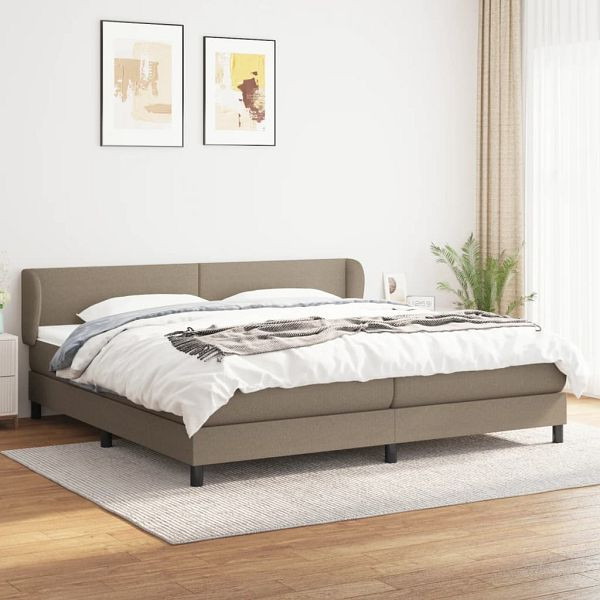 vidaXL Boxspringbett mit Matratze Taupe 200x200 cm Stoff, 3126113