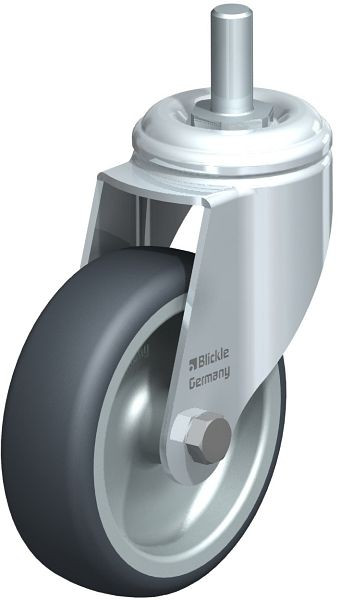 Blickle LKRA-TPA 101G-GS12 Apparate-Lenkrolle mit Gewindestift, Thermoplastisches Gummi-Elastomer, Grau, 661389