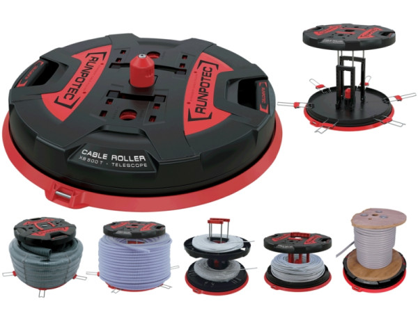 Runpotec XB 500 T Teleskopauszug universeller Kabelabroller, Ø 500 mm, Füllhöhe 390 mm, Tragfähigkeit 800 kg, 10187