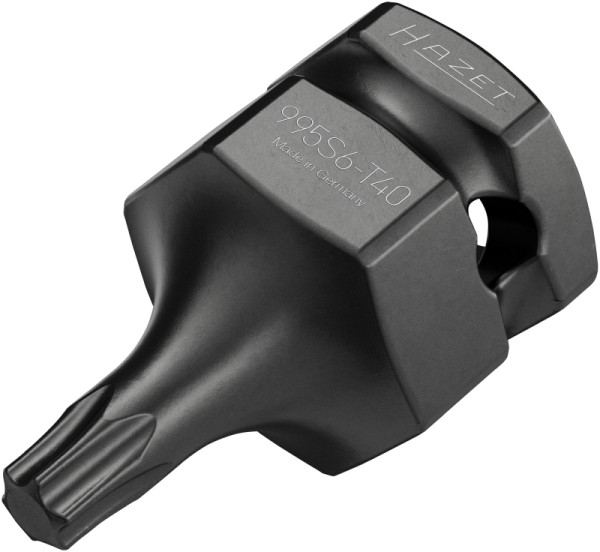 Hazet Schlag-, Maschinenschrauber Schraubendreher-Steckschlüsseleinsatz, 1/2 Zoll (12,5 mm) Vierkant, 24 mm Außen-Sechskant, SW T40, 995S6-T40
