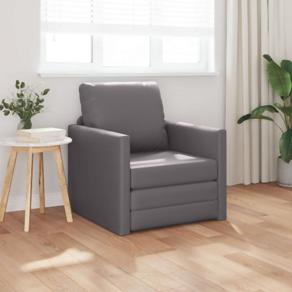 vidaXL Boden Sofa Bett 2-in-1 Grau 74x77x81 cm Kunstleder, 4106632