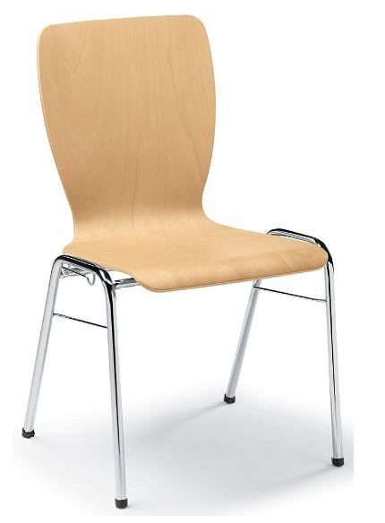 Deskin Besucherstuhl JARA, 4-Fuß Gestell verchromt, Formschale, Buchenschichtholz, 155958