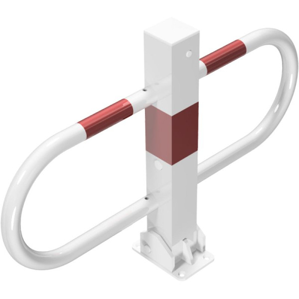 Stein HGS Parkplatzsperre -umlegbar-, mit Profilzylinderschloss verschiedenschließend, weiß mit roten Leuchtstreifen, zum Aufdübeln, 4709uzb