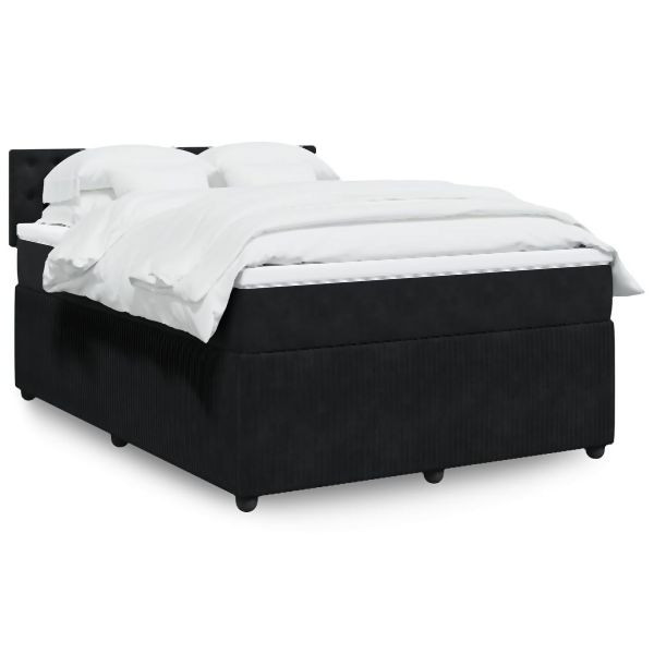 vidaXL Boxspringbett mit Matratze Schwarz 140x190 cm Samt, 3287748